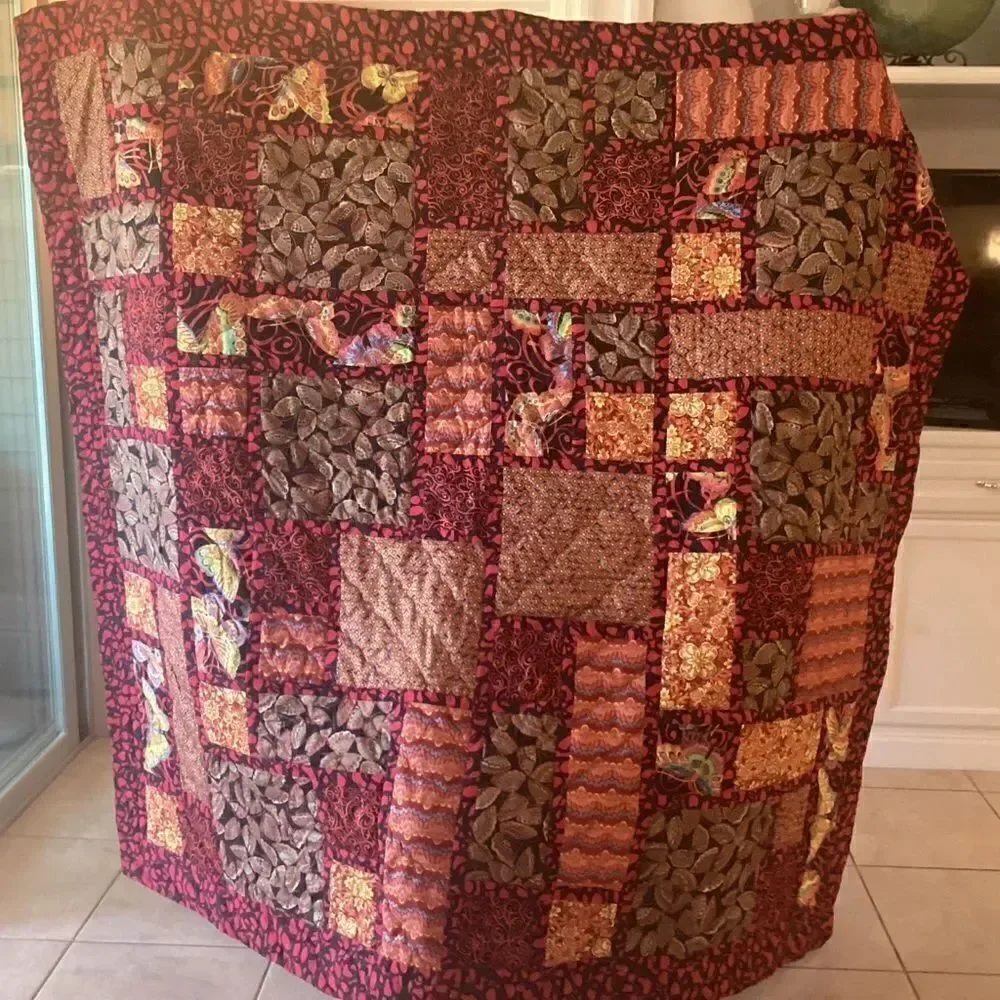 NWT. Hand Crafted Bright and Beautiful Butterfly Quilt